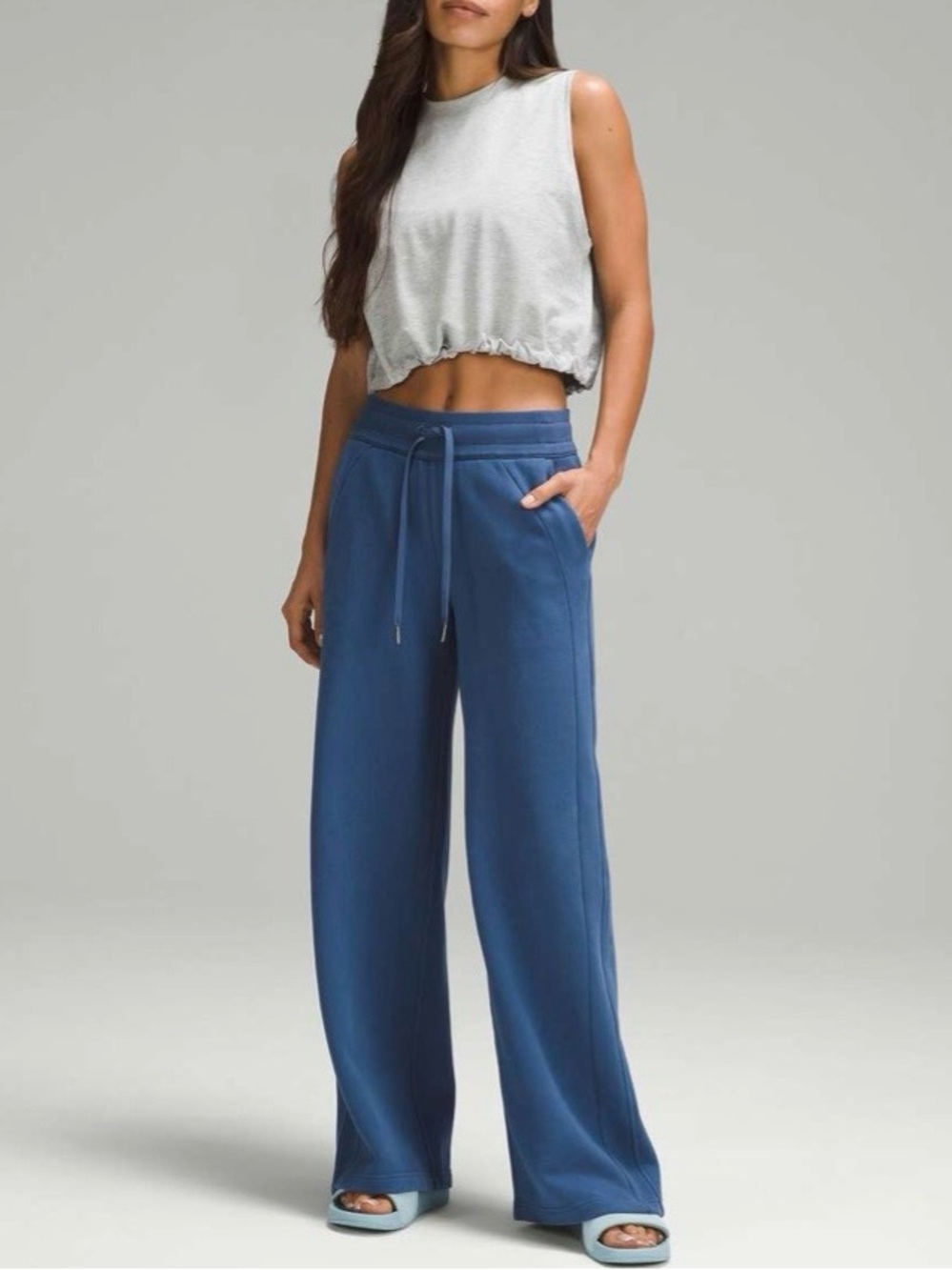 LULULEMON- Scuba Mid-Rise Wide-Leg Pant Full Length Pitch Blue Size 10